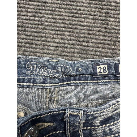 Miss Me Jeans Womens 28 Cropped Embroidered Pocket Distressed Denim‎ Denim Pants - Picture 4 of 8